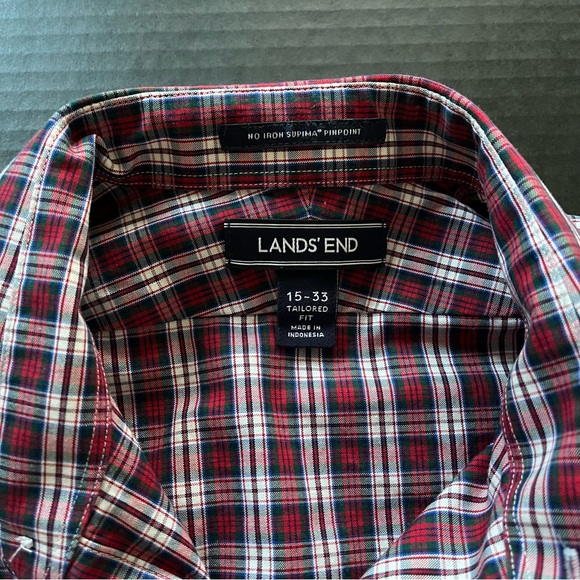 LAND’S END Red Plaid Shirt - Picture 3 of 7